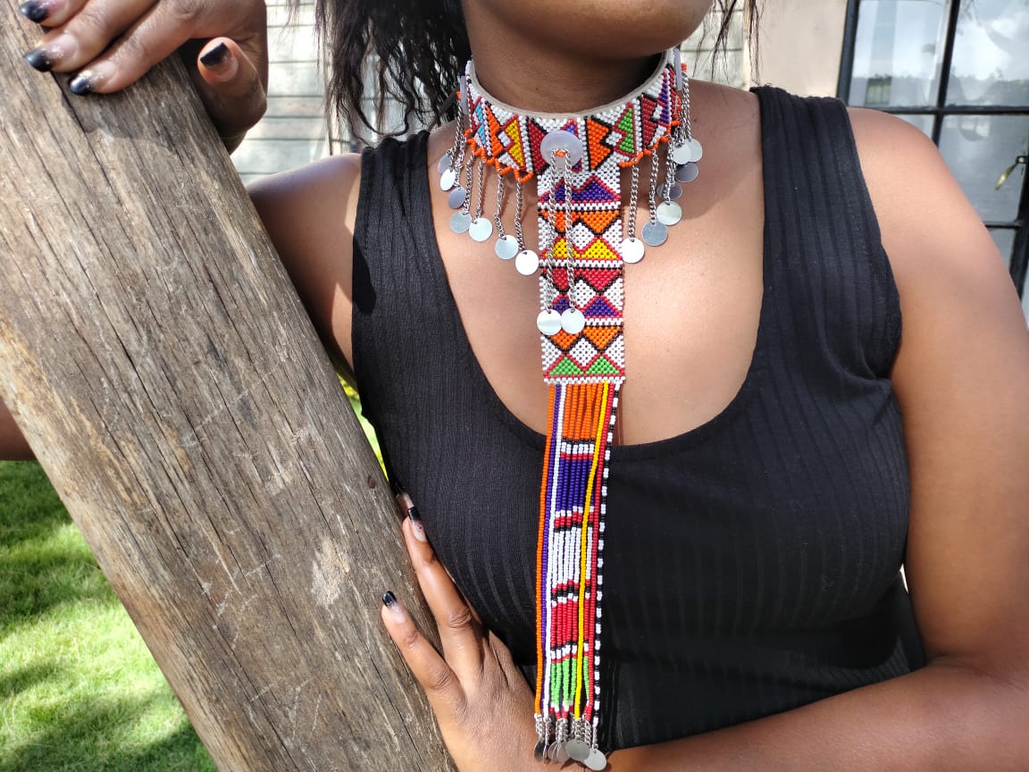 Geometric Maasai Tribal Chocker Waterfall Necklace