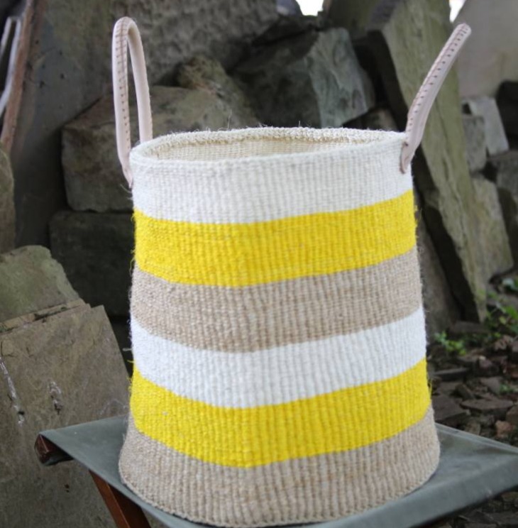 Pale brown, yellow and off white with basket handles (different variations), Kiondo