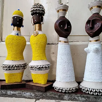Beaded Yellow African Namji Doll (pair)