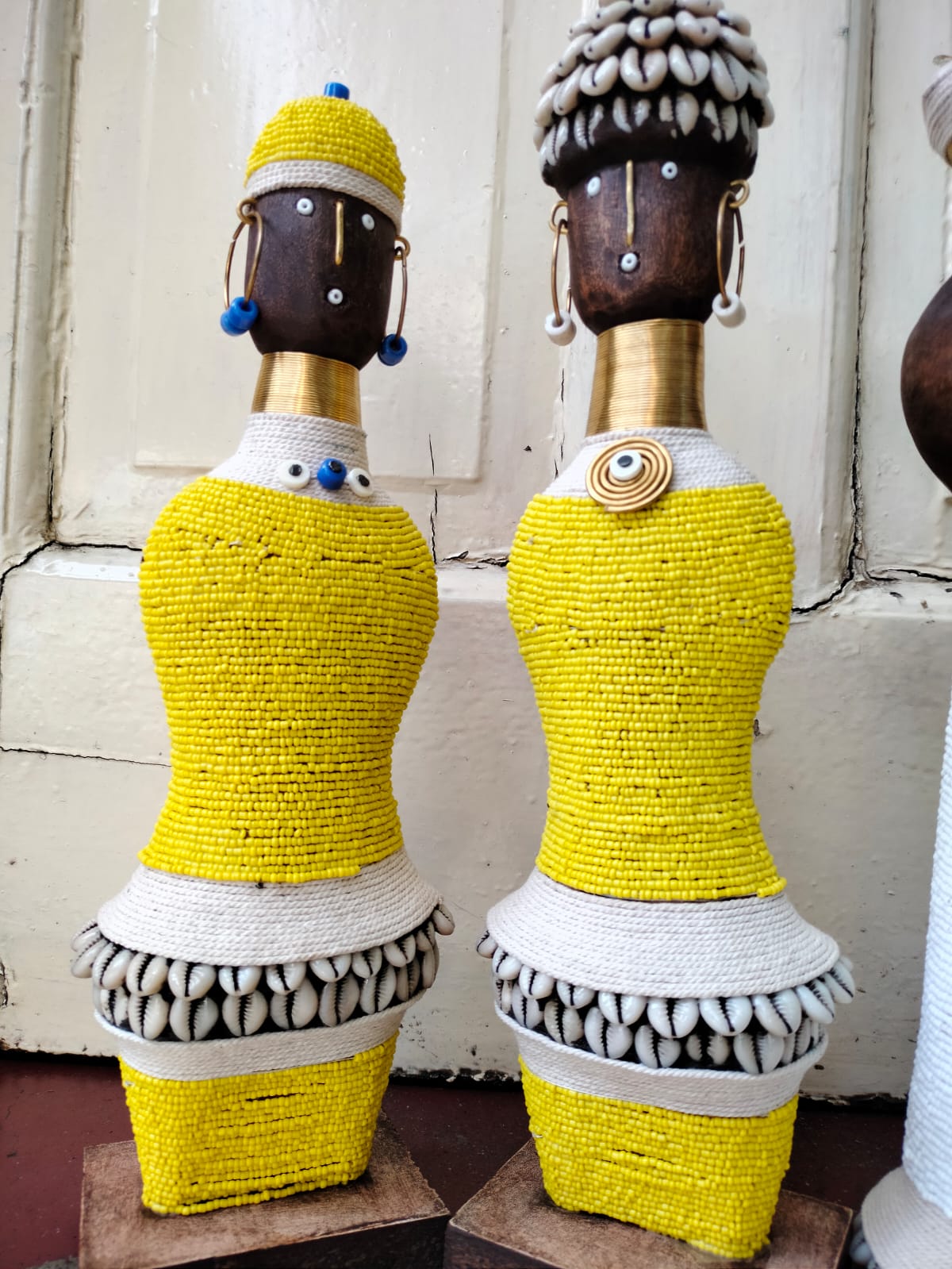 Beaded Yellow African Namji Doll (pair)