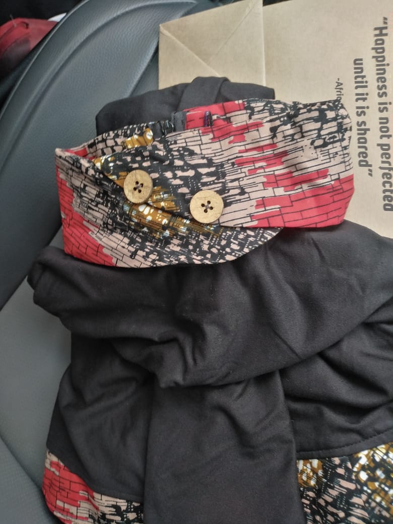 Black and Red African Ankara Poncho