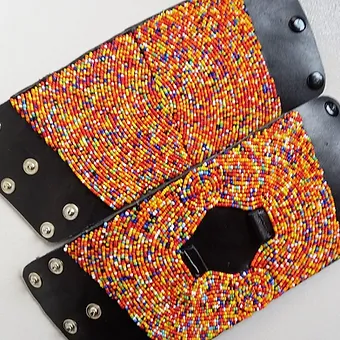 Vibrant Sunburst African Beaded Bracelet