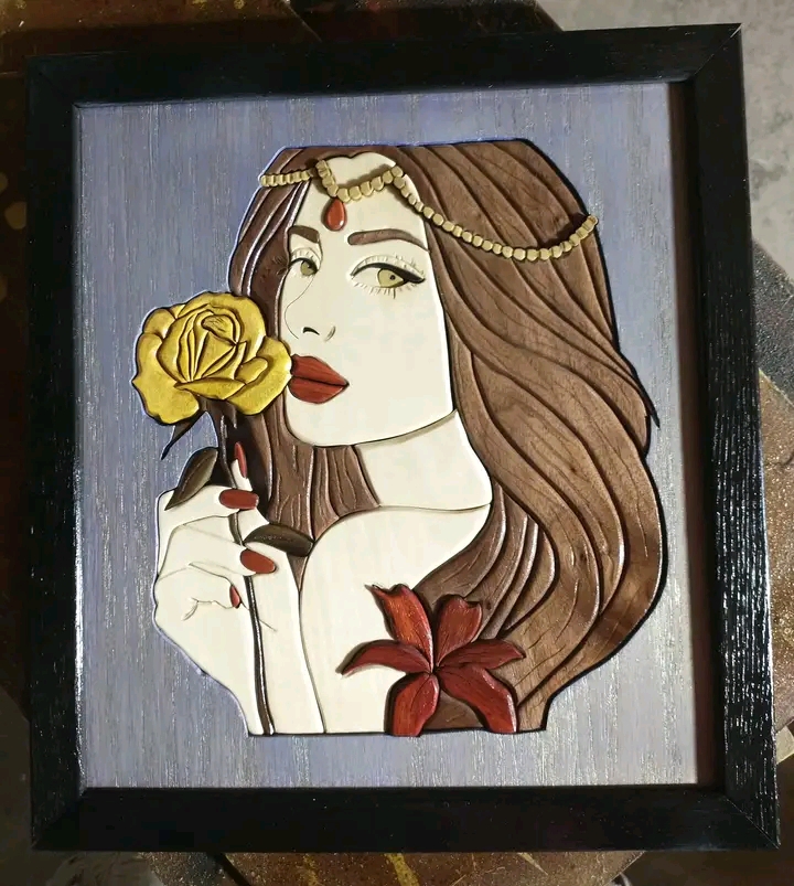 Beautiful Woman Art, Wooden Art