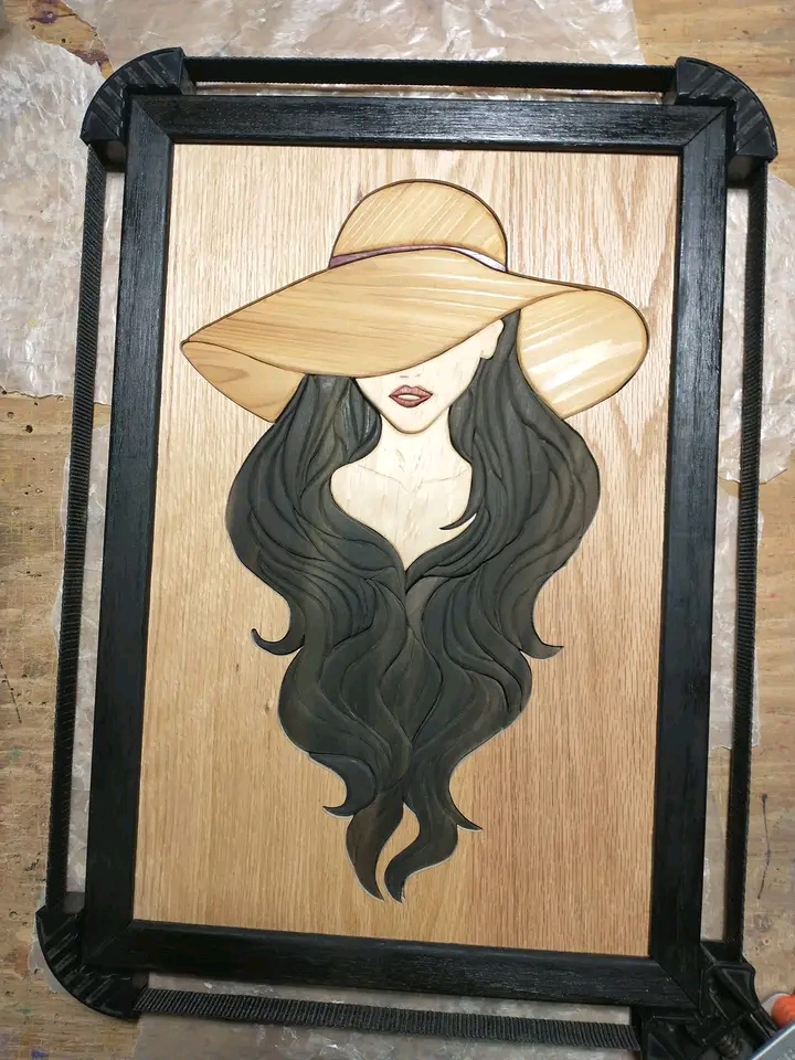 Woman with Hat Wooden Art, Wooden art