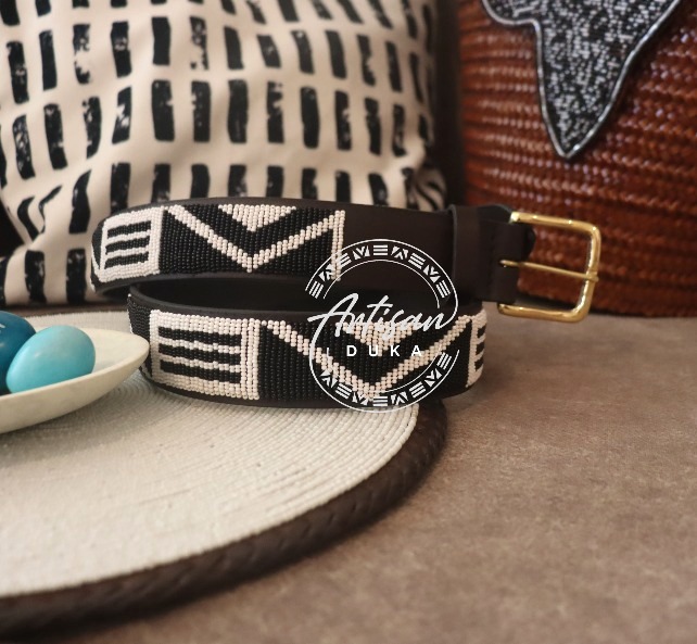 Black and White Maasai Beaded belt, Kenyan beaded belt, belt, African belt