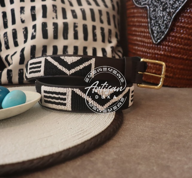 Black and White Maasai Beaded belt, Kenyan beaded belt, belt, African belt