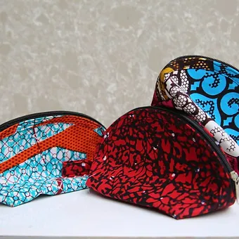 Zip Ankara fabric make up bag (pair)