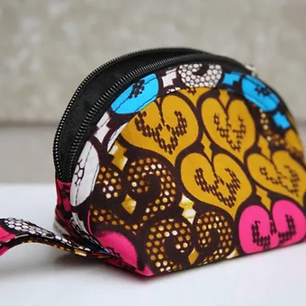 Zip Ankara fabric make up bag (pair)