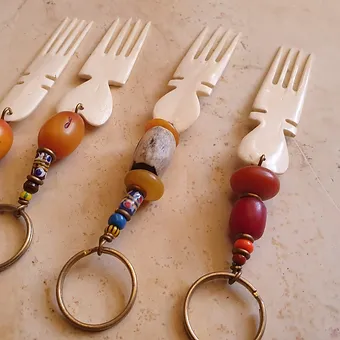 White Bone Comb Keychain