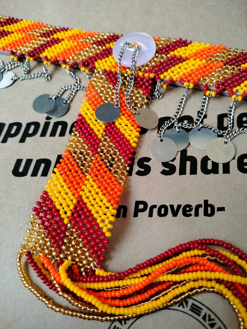 Sunrise Orange Maasai Tribal Chocker Necklace