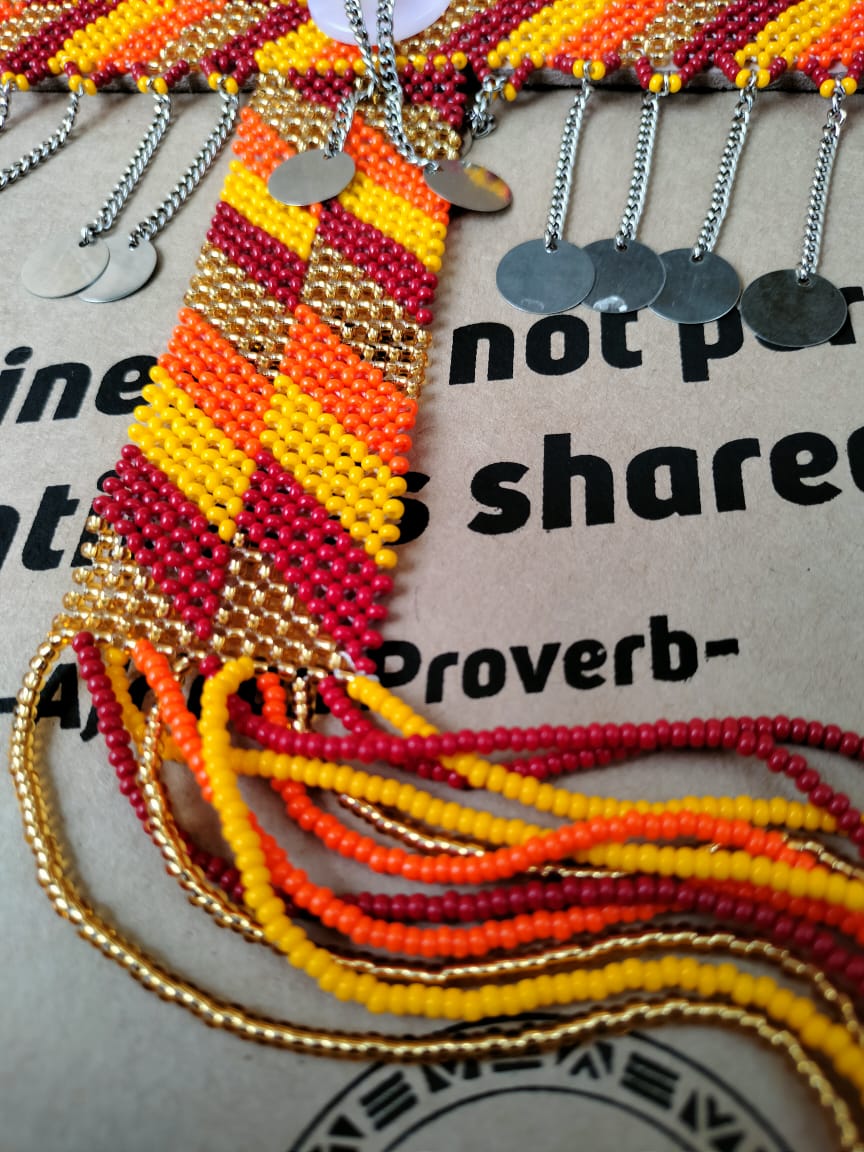 Sunrise Orange Maasai Tribal Chocker Necklace