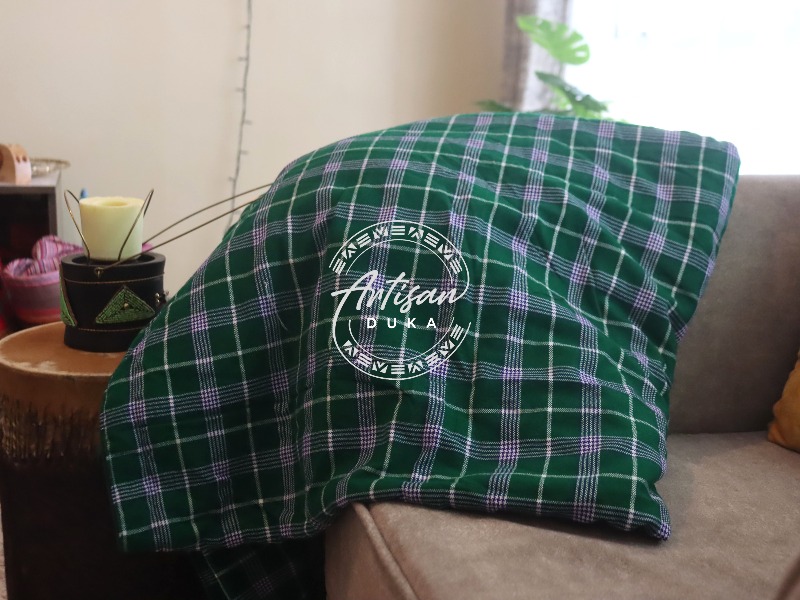 Green Maasai Fleece Blanket, African throw blanket,