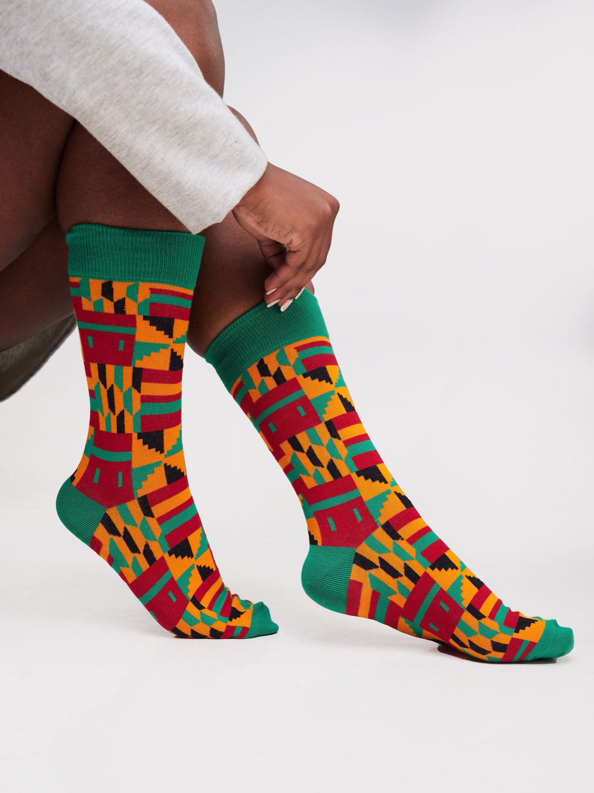 Green and yellow Handmade Ankara socks