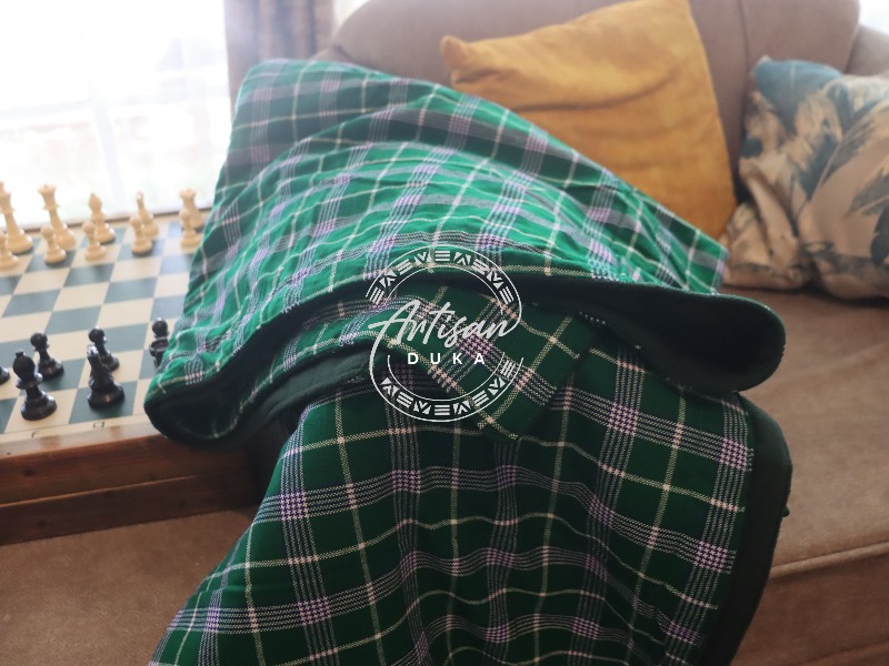 Green Maasai Fleece Blanket, African throw blanket,