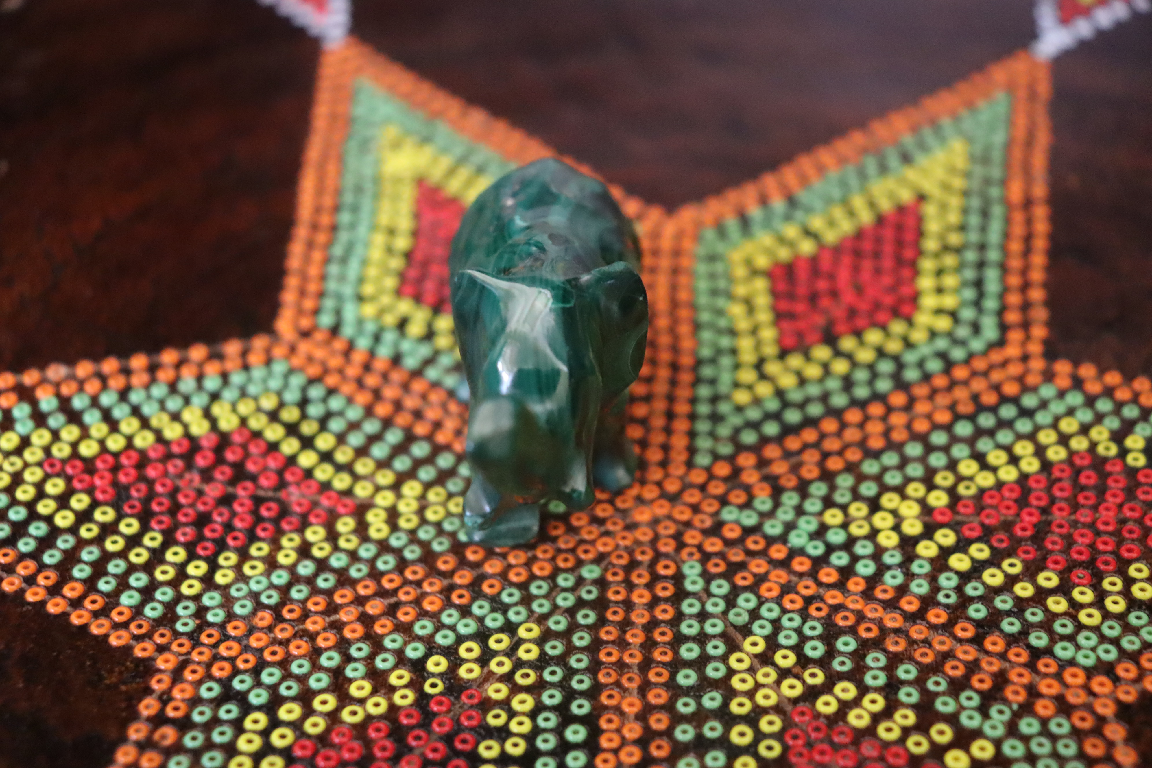 Rhino malachite stone decor