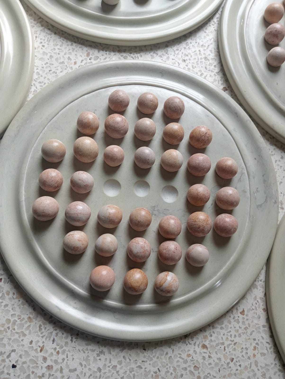 Solitaire Soapstone Board and Marbles